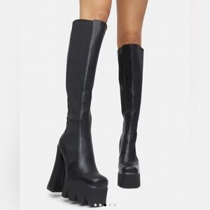 Black Knee-High Platform Boots